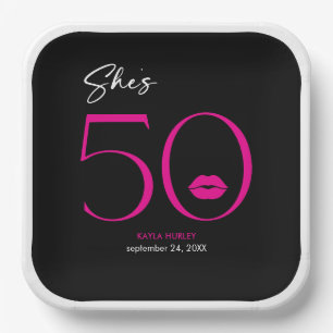 モダンミニマルピンク唇5誕生日 ペーパープレート