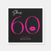 モダンミニマルピンク唇6誕生日 スタンダードカクテルナプキン (正面)