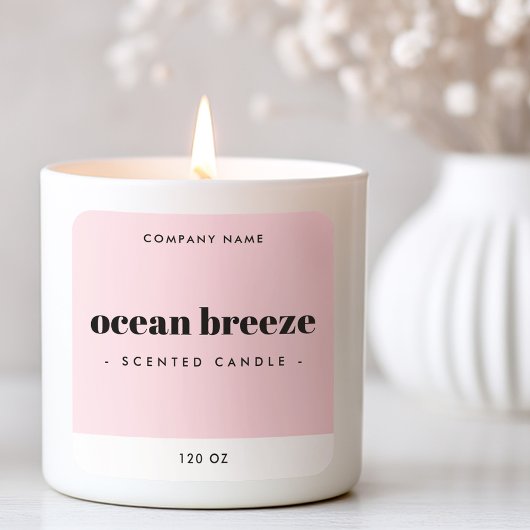 モダンミニマルピンク角製品ラベル スクエアシール