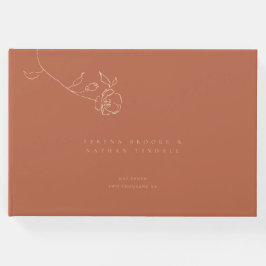 モダンミニマルファインアートフローラピーチ結婚ラスト ゲストブック