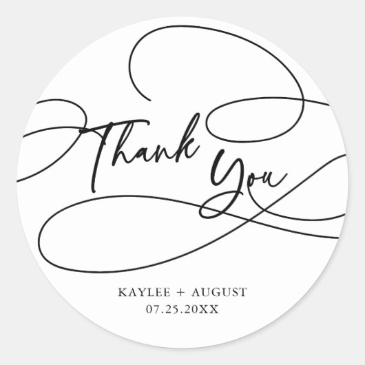 モダンミニマルファンシー脚本「ありがとう」 結婚の ラウンドシール (正面)