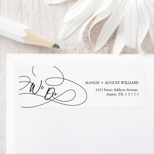 モダンミニマルファンシーScript "We Do"'結婚 s ラベル (インサイチュ)