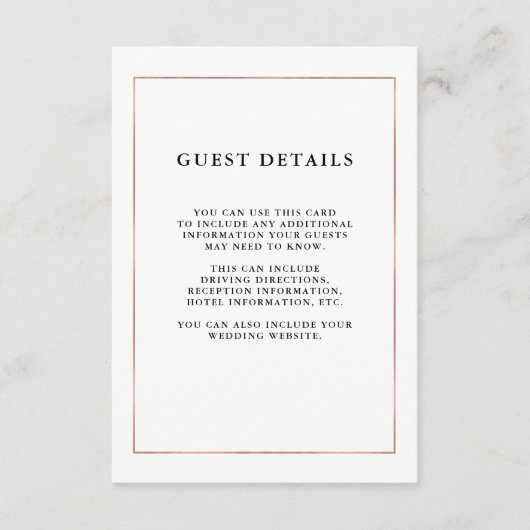 モダンミニマルフェイク縁どバラ金ゴールドゲスト詳細 エンクロージャーカード (正面)