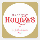 モダンミニマルフェスティバル赤金ゴールドで最も幸せな休日 スクエアシール (正面)