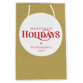 モダンミニマルフェスティバル赤金ゴールドで最も幸せな休日 ミディアムペーパーバッグ (正面)