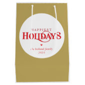 モダンミニマルフェスティバル赤金ゴールドで最も幸せな休日 ミディアムペーパーバッグ (裏面)