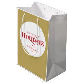 モダンミニマルフェスティバル赤金ゴールドで最も幸せな休日 ミディアムペーパーバッグ (裏面アングル)