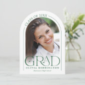 モダンミニマルフォトアーチグリーン卒業パーティー 招待状 (スタンド正面)