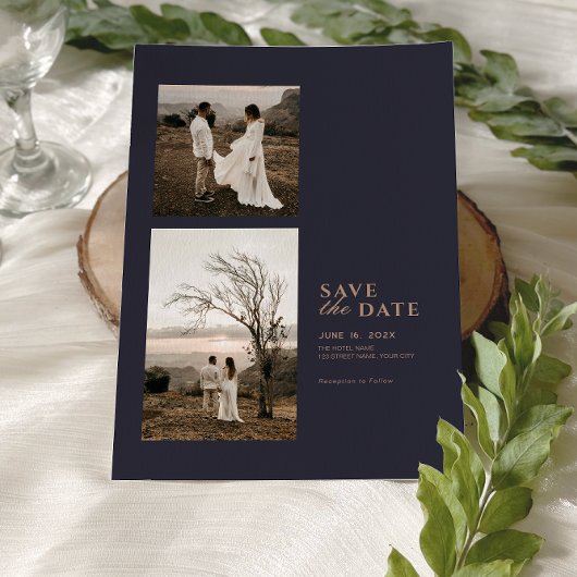 モダンミニマルフォトコラージュウェディング セーブザデート