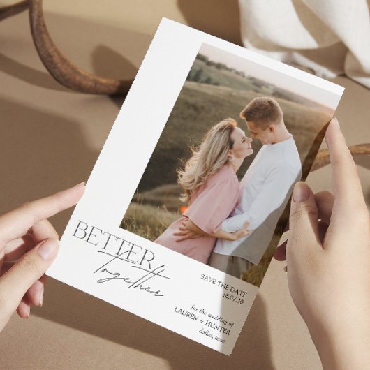 モダンミニマルフォトタイポグラフィーウェディング セーブザデート