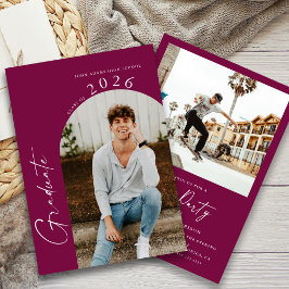 モダンミニマルフォトマロン卒業パーティー 招待状