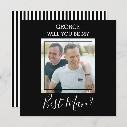 モダンミニマルフォト|僕のベストマンになってくれる? 招待状 (正面/裏面)