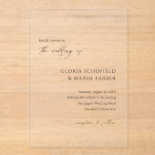 モダンミニマルフォーマル優雅な結婚式 アクリル招待状 (正面)