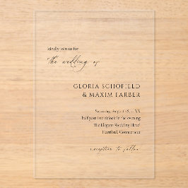 モダンミニマルフォーマル優雅な結婚式 アクリル招待状