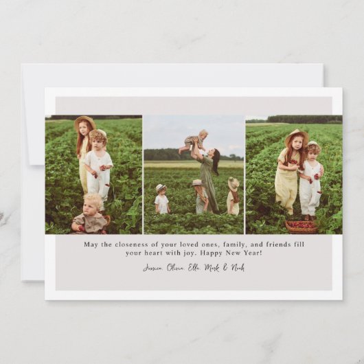 モダンミニマルフルフォトハッピーーニューイヤー シーズンカード (裏面)