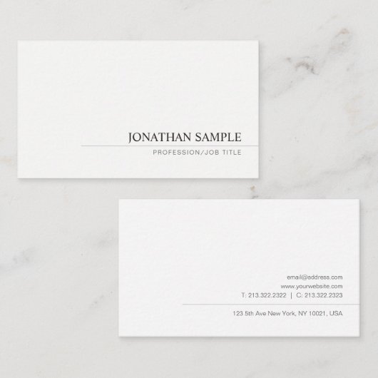 モダンミニマルプロフェッショナルシンプルテンプレート 名刺 (正面/裏面)