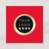 モダンミニマルプロフェッショナルロゴVIPレッドラックス金ゴールド スクエア名刺 (正面)