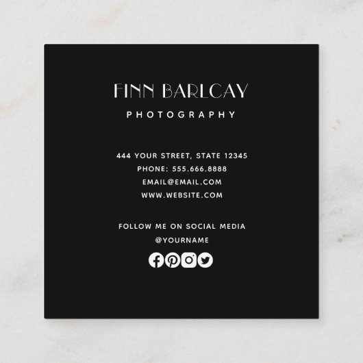 モダンミニマルプロフェッショナル撮影QRコード スクエア名刺 (裏面)