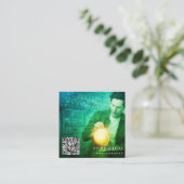 モダンミニマルプロフェッショナル撮影QRコード スクエア名刺 (スタンド正面)