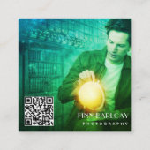 モダンミニマルプロフェッショナル撮影QRコード スクエア名刺 (正面)