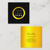 モダンミニマルプロフェッショナル発光金ゴールドブラック スクエア名刺 (正面/裏面)