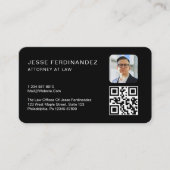 モダンミニマルプロフェッショナルQRコードブラック 名刺 (正面)