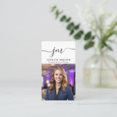 モダンミニマルプロフェッショナルScript Monogram写真 名刺 (スタンド正面)