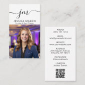 モダンミニマルプロフェッショナルScript Monogram写真 名刺 (正面/裏面)