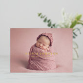 モダンミニマルベビー写真の誕生発表 箔シーズンカード (立ち正面)