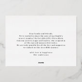 モダンミニマルベビー写真の誕生発表 箔シーズンカード (裏面)