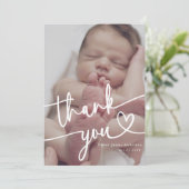 モダンミニマルベビー写真Thank You Scriptハート サンキューカード (スタンド正面)