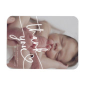 モダンミニマルベビー写真Thank You Scriptハート マグネット (横)