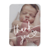 モダンミニマルベビー写真Thank You Scriptハート マグネット (縦)