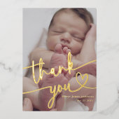 モダンミニマルベビー写真Thank You Scriptハート 箔シーズンカード (正面)