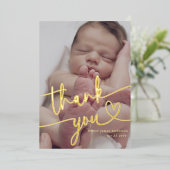モダンミニマルベビー写真Thank You Scriptハート 箔シーズンカード (立ち正面)