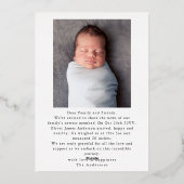 モダンミニマルベビー写真Thank You Scriptハート 箔シーズンカード (裏面)