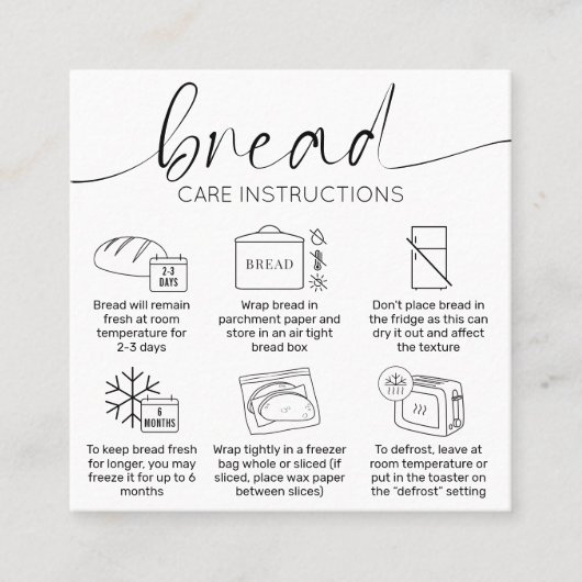 モダンミニマルベーカリー製パンの気に指示 スクエア名刺 (正面)