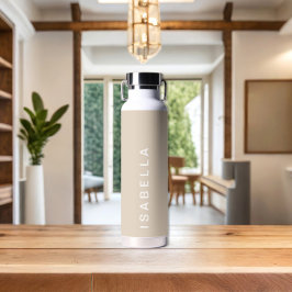 モダンミニマルベージュパーソナライズされた名 ウォーターボトル