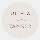 モダンミニマルベージュ新郎新婦 ラウンドシール (正面)