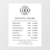 モダンミニマルホワイト | 営業時間 ウィンドウサイン (シート)