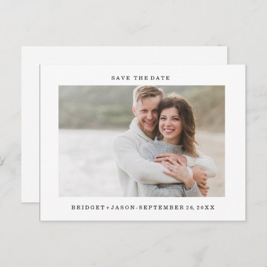 モダンミニマルポートレート写真の保存日付 案内ポストカード (正面/裏面)
