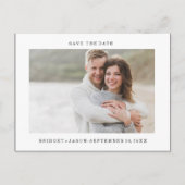 モダンミニマルポートレート写真の保存日付 案内ポストカード (正面)