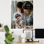 モダンミニマルマガジンの表紙 | 出生統計 ポスター (ホームオフィス)