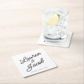 モダンミニマルミニマル白黒結婚ズ スクエアペーパーコースター (インサイチュ)