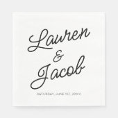 モダンミニマルミニマル白黒結婚ズ スタンダードランチョンナプキン (正面)