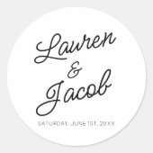 モダンミニマルミニマル白黒結婚ズ ラウンドシール (正面)