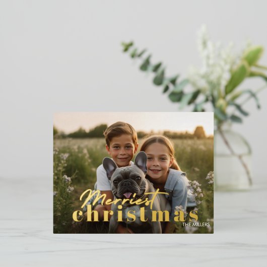 モダンミニマルメリーChristmas 1エレガント枚 箔シーズンポストカード (立ち正面)