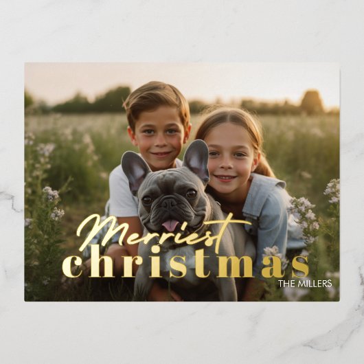 モダンミニマルメリーChristmas 1エレガント枚 箔シーズンポストカード (正面)