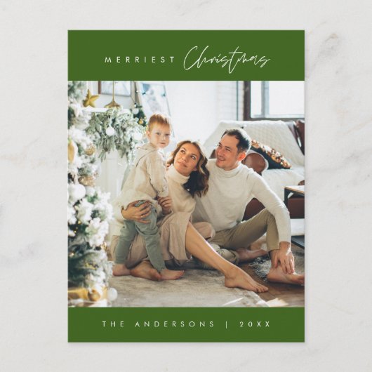 モダンミニマルメリーChristmas Family Photo ポストカード (正面)