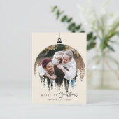 モダンミニマルメリーChristmas Family Photo ポストカード (スタンド正面)